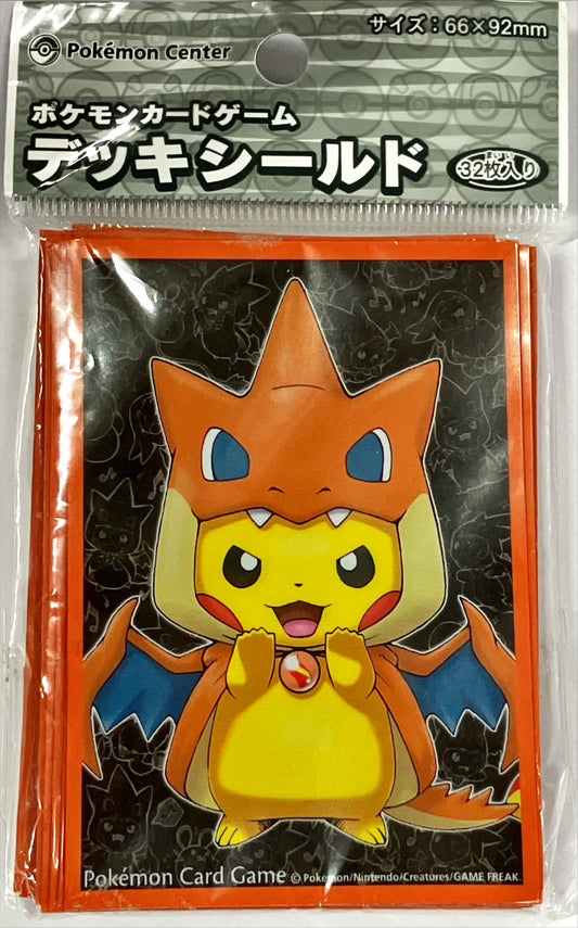 デッキシールド『橙枠/ポケモンセンターメガトウキョーのピカチュウ』32枚入り【サプライ】{-}[supply]