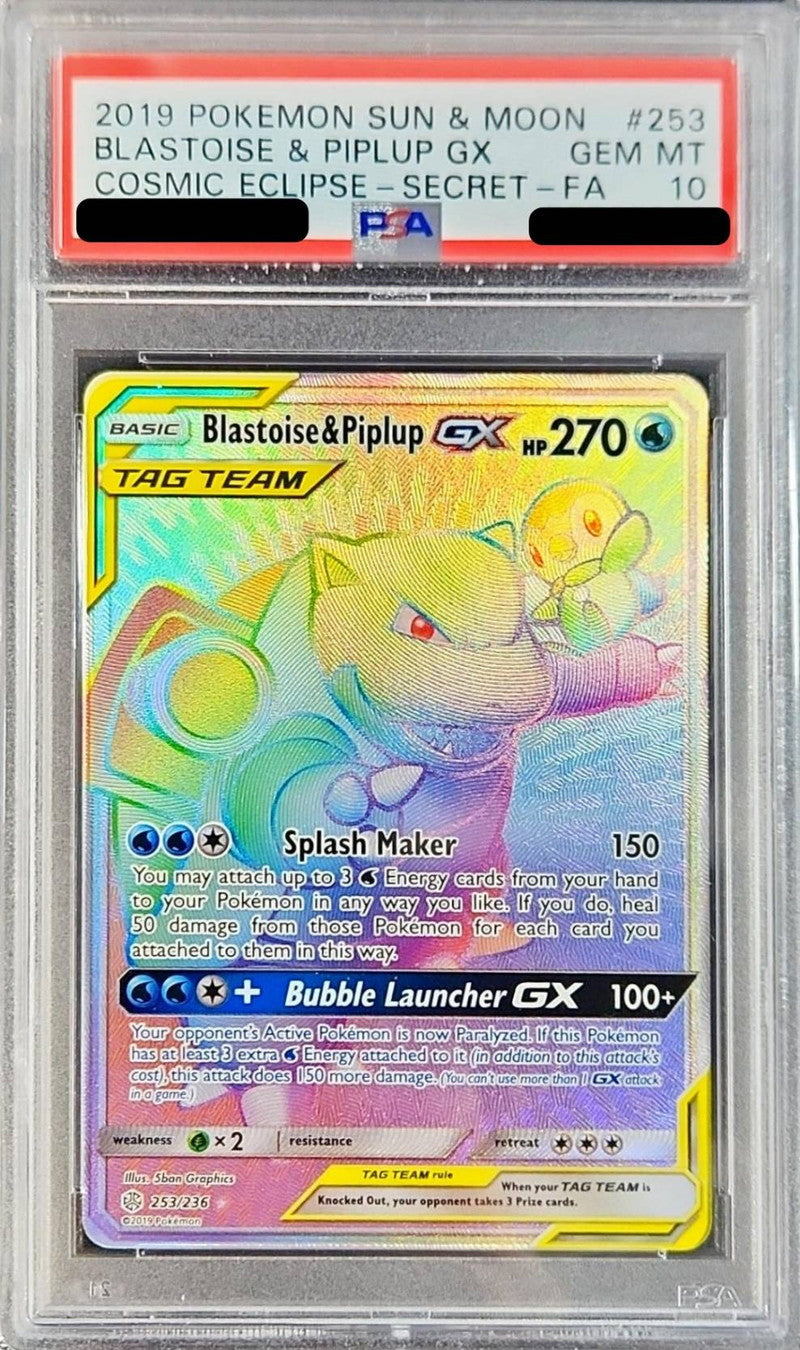〔PSA10鑑定済〕カメックス＆ポッチャマGX(HR仕様/英語版)【-】{253/236}[PSA](Blastoise)
