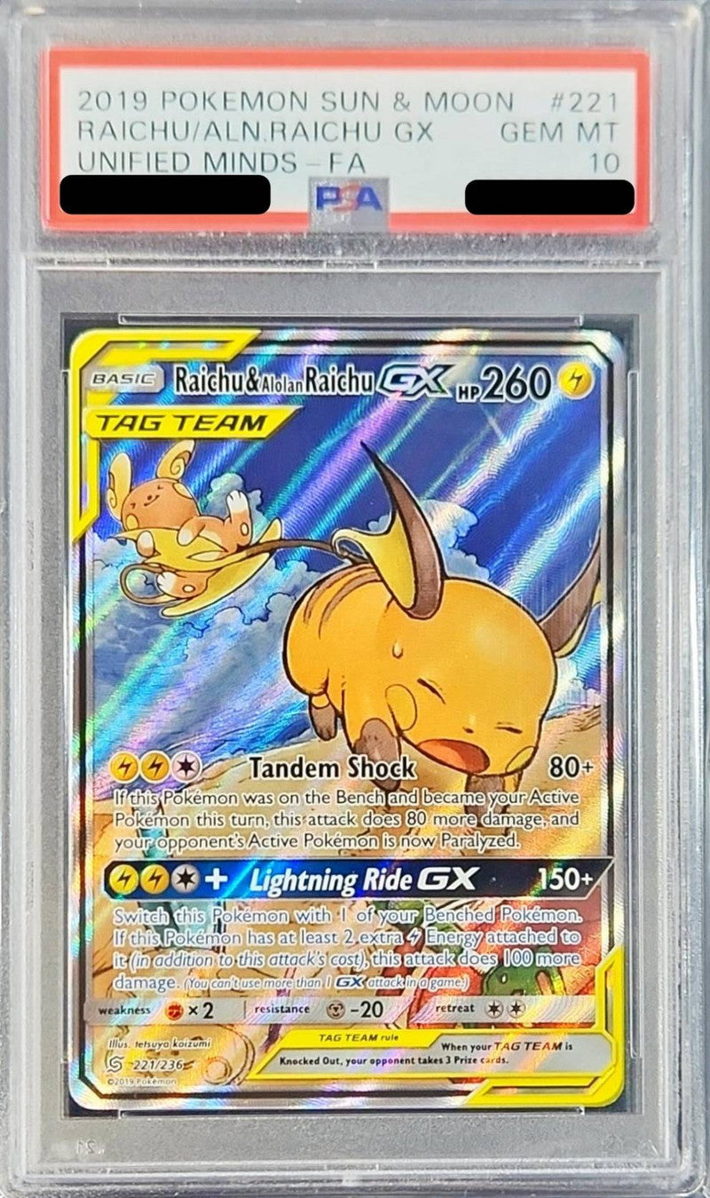 〔PSA10鑑定済〕ライチュウ＆アローラライチュウGX(SA仕様/英語版)【-】{221/236}[PSA](Raichu)