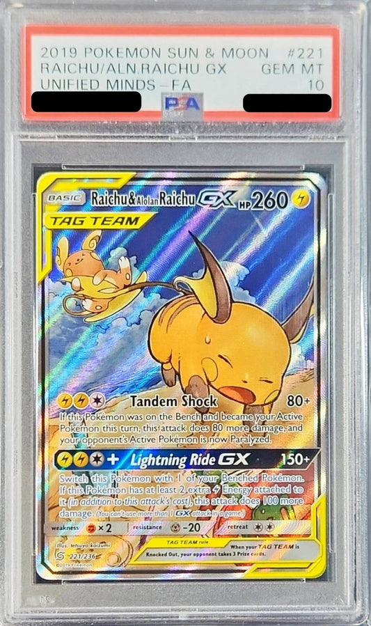 〔PSA10鑑定済〕ライチュウ＆アローラライチュウGX(SA仕様/英語版)【-】{221/236}[PSA](Raichu)