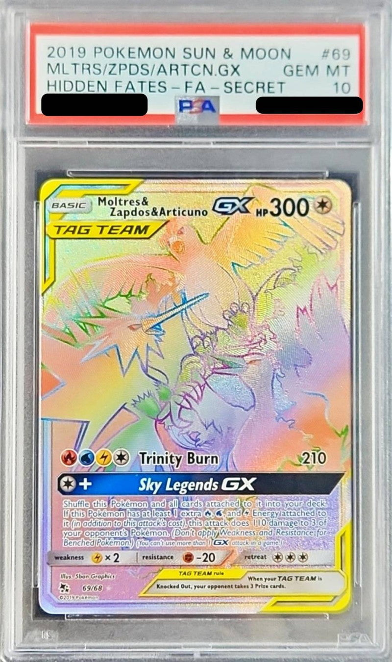 〔PSA10鑑定済〕ファイヤー＆サンダー＆フリーザーGX(HR仕様/英語版)【-】{69/68}[PSA](Articuno)