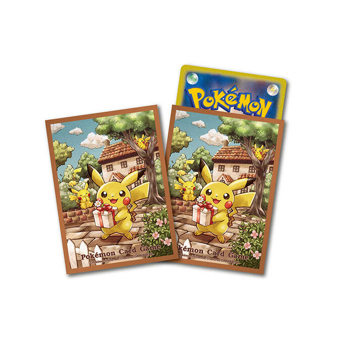 デッキシールド『茶枠/ピカチュウの贈り物』64枚入り【サプライ】{-}[supply]